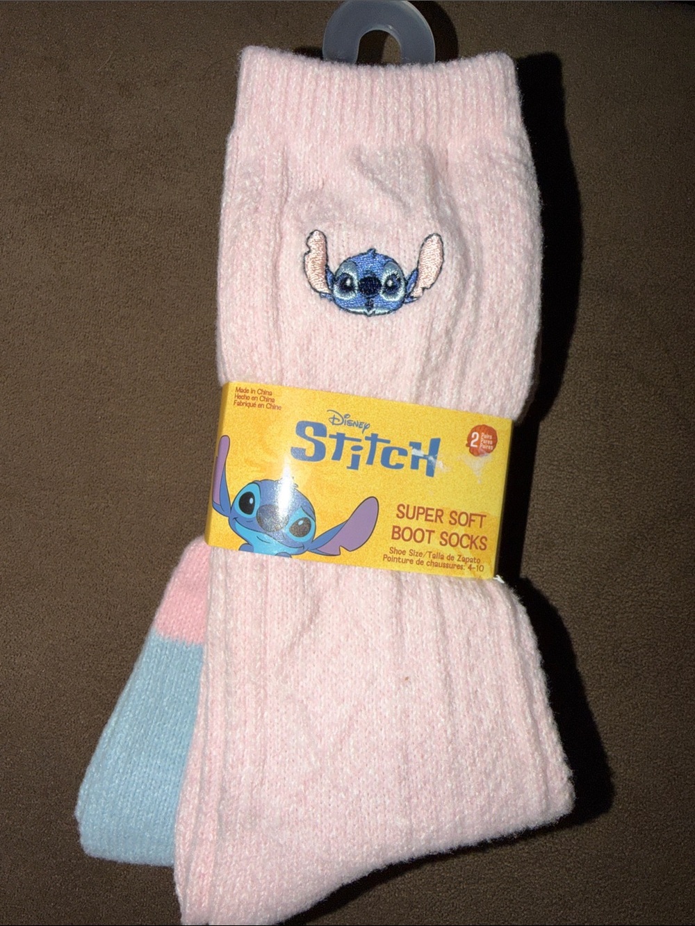 2 PAIRS Disney Pink Stitch Embroidered Super Soft Boot Socks! Super soft!